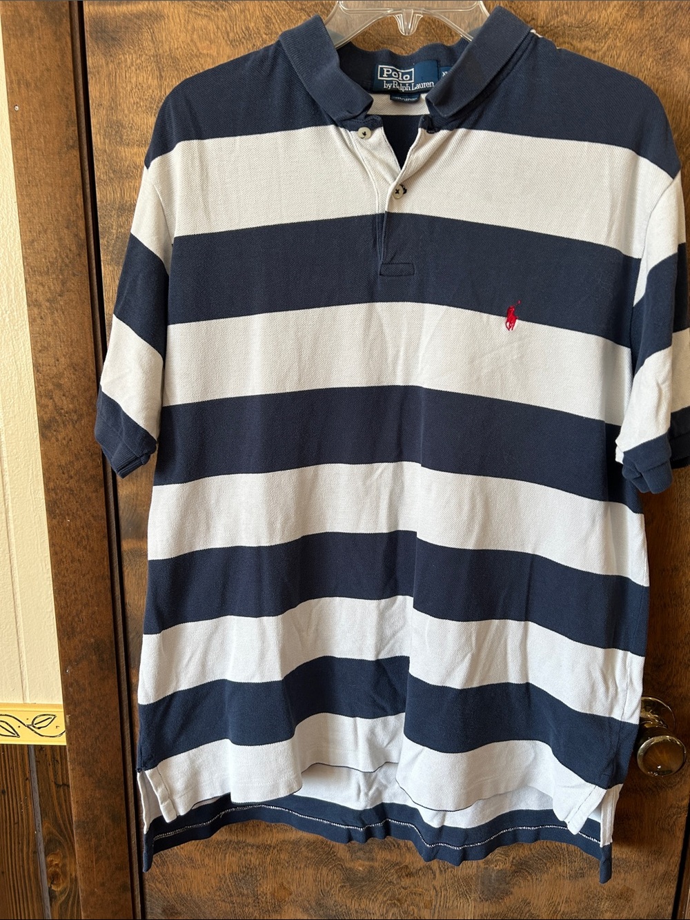 Polo by Ralph Lauren Navy and White Striped Rugby Polo